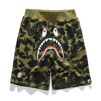 Casual Shorts Men Pants Trendyol Bape Shark Army Green